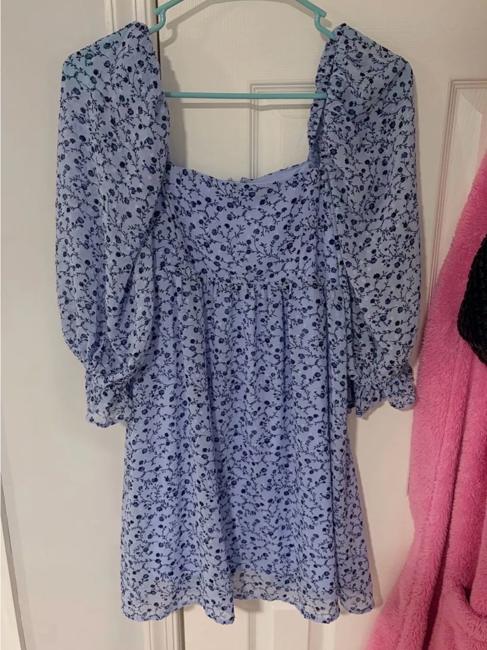 Francesca's Collections Light Blue Floral Mini Dress